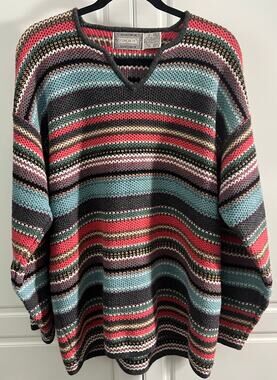 Vintage Concrete Mix Women's Multicolor Stripe Oversized Sweater Size M/L